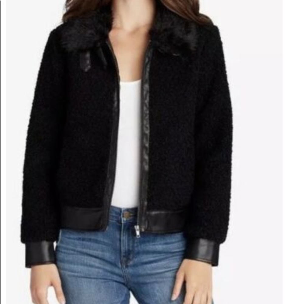 William Rast Faux Fur Trim Bomber Jacket